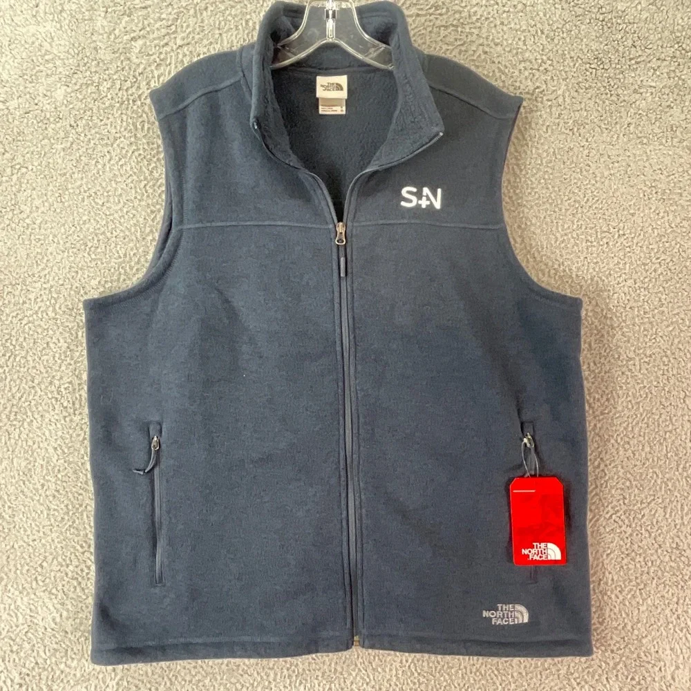 The North Face Sweater Fleece Vest Mens XL Blue New Urban Navy Embroidered Zip